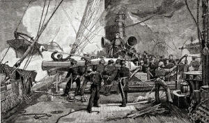 The Eleven-Inch Forward Pivot-Gun in action on the "Kearsarge"